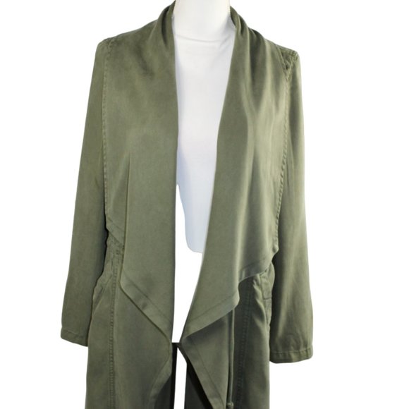 Max Jeans Vetiver Khaki Olive Green Long Drape Front Collar Boho  Jacket… - Picture 4 of 9
